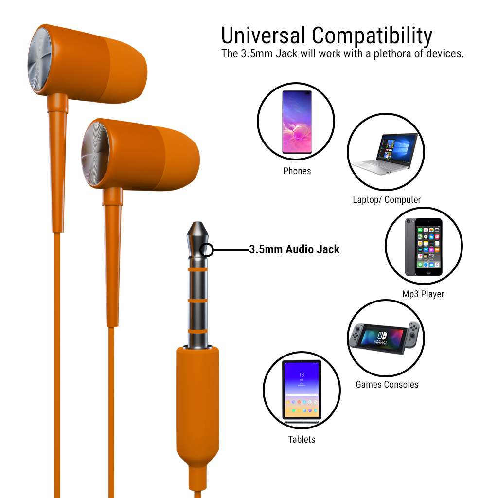 Stereo Earbuds with in-line Microphone - Orzly