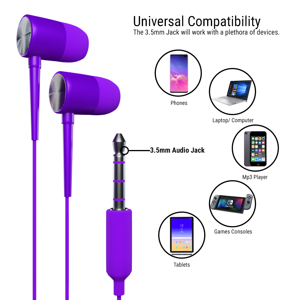 Stereo Earbuds with in-line Microphone - Orzly