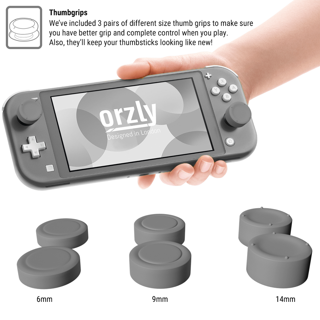Orzly Funda de agarre para Nintendo Switch Lite - Funda con cómodas  empuñaduras acolchadas para las manos, soporte y paquete de empuñaduras  para el