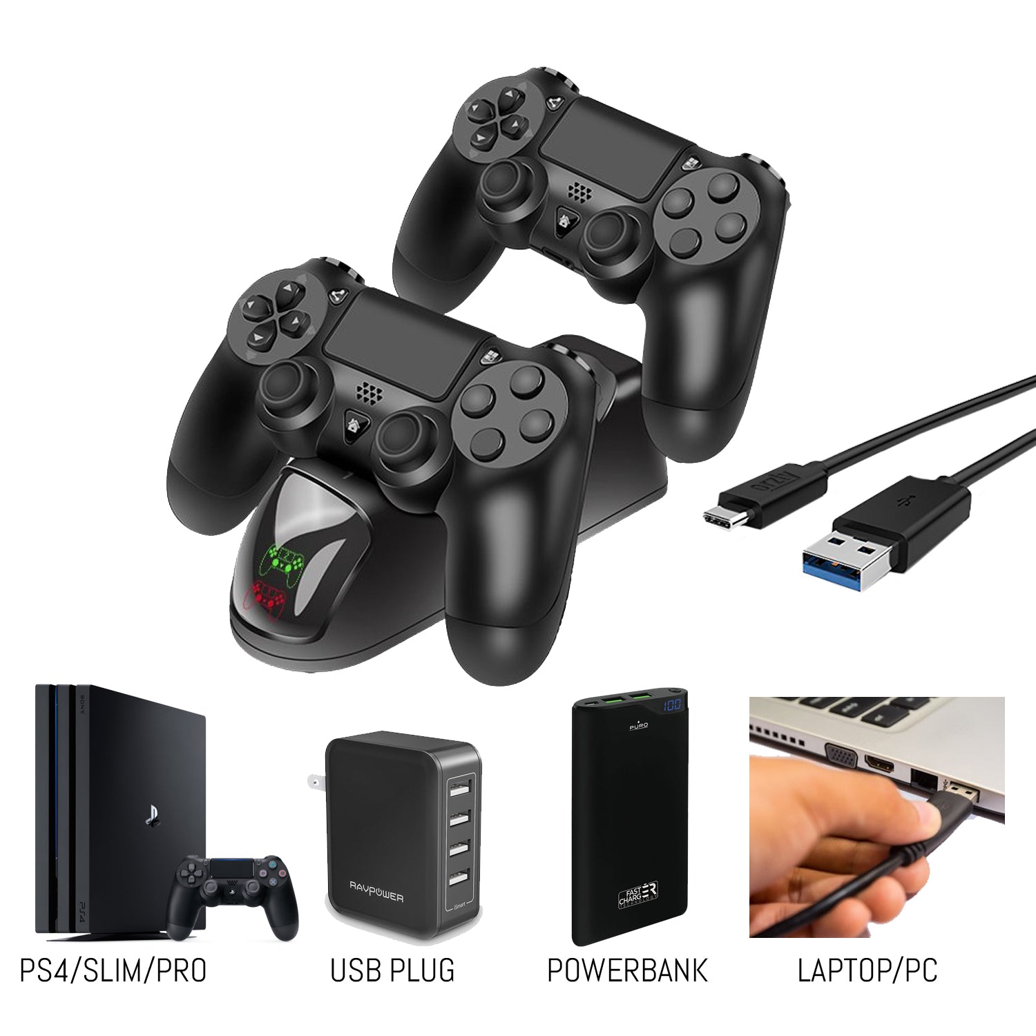 PS4 Controller Charging Dock Dual Charging Station for