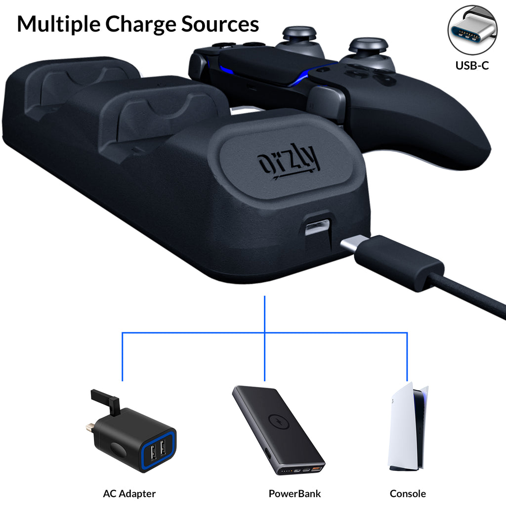 Orzly Duocharger per PS5- Caricatore Controller Compatibile con:  Playstation 5, Xbox Serie X  S Stadia e Nintendo Switch - USB-C Base di  Ricarica - Edizione Pearl White [Bianca] : : Videogiochi
