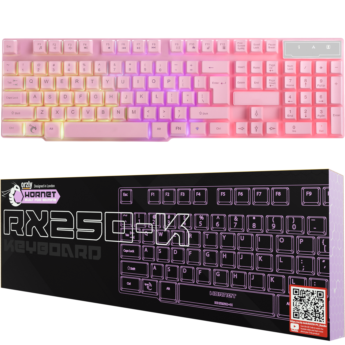 RX250-K Gaming Keyboard - Pink - Orzly