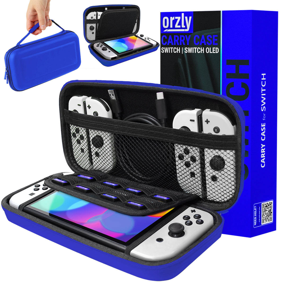 Orzly Carry Case Compatible with Nintendo Switch and New Switch OLED Console - Black Protective Hard Portable Travel Carry Case Shell Pouch with Pockets for Accessories and Games - Orzly
