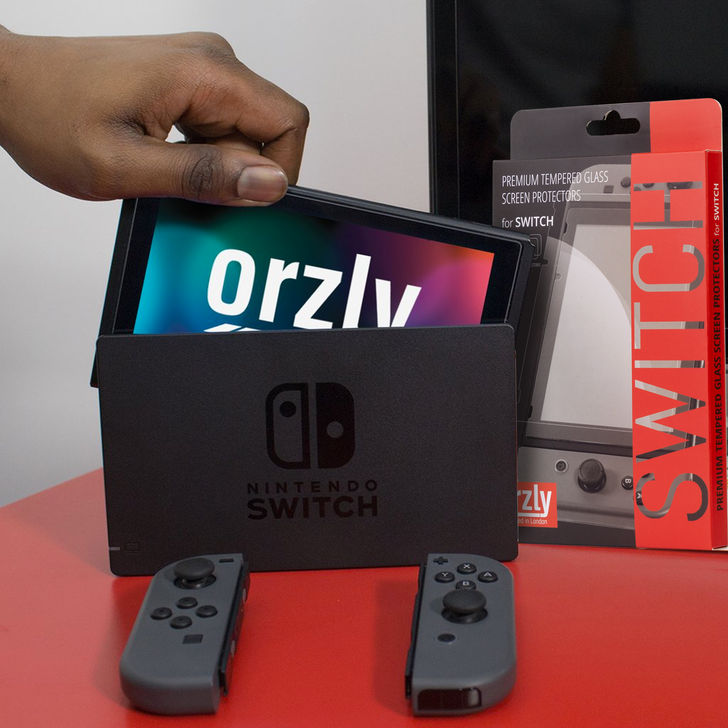 Orzly Premium Tempered Glass Screen Protector for Nintendo Switch - Orzly