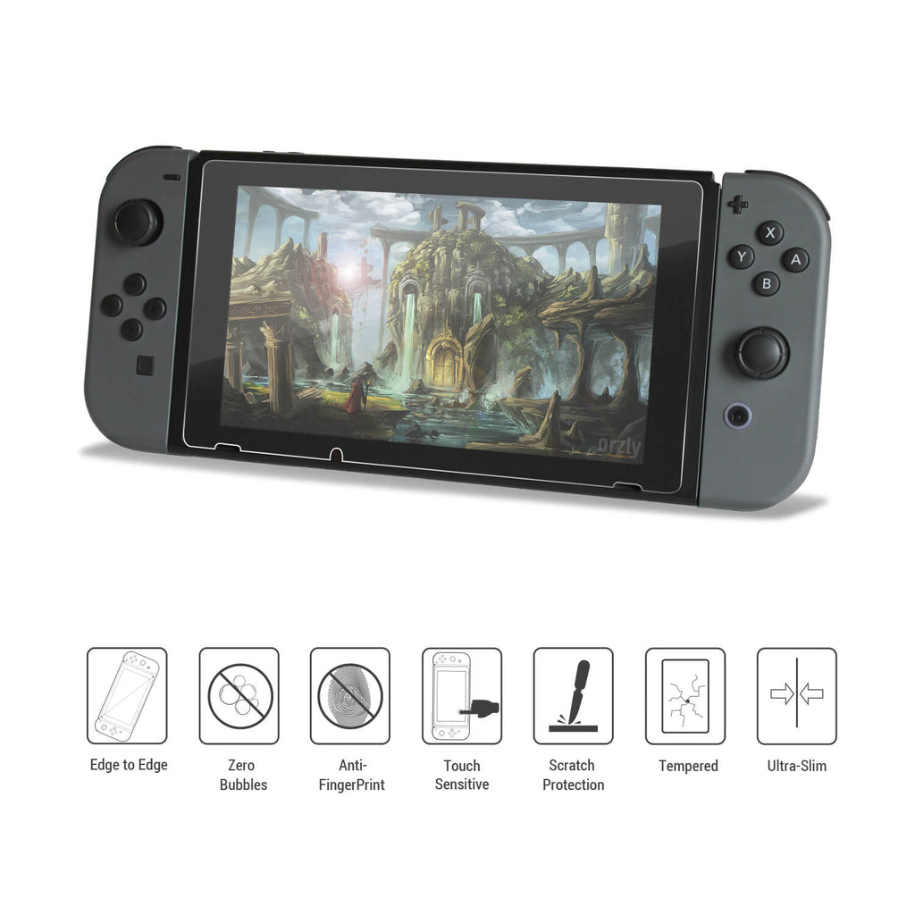 Orzly Premium Tempered Glass Screen Protector for Nintendo Switch - Orzly