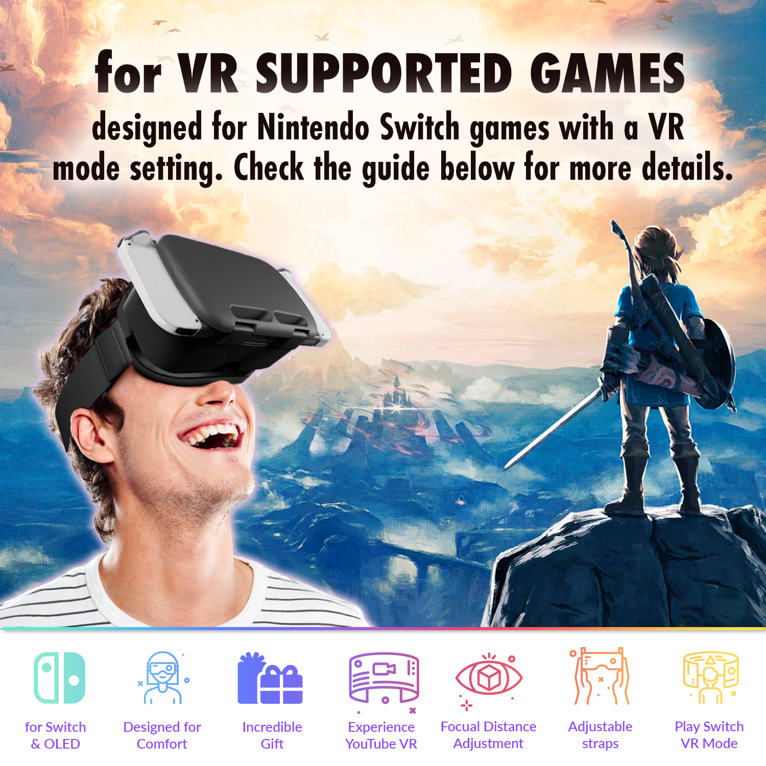 Orzly VR Headset designed for Nintendo Switch & Switch oled console with adjustable Lens for a virtual reality gaming experience and for Labo VR - Gift boxed Edition - Orzly