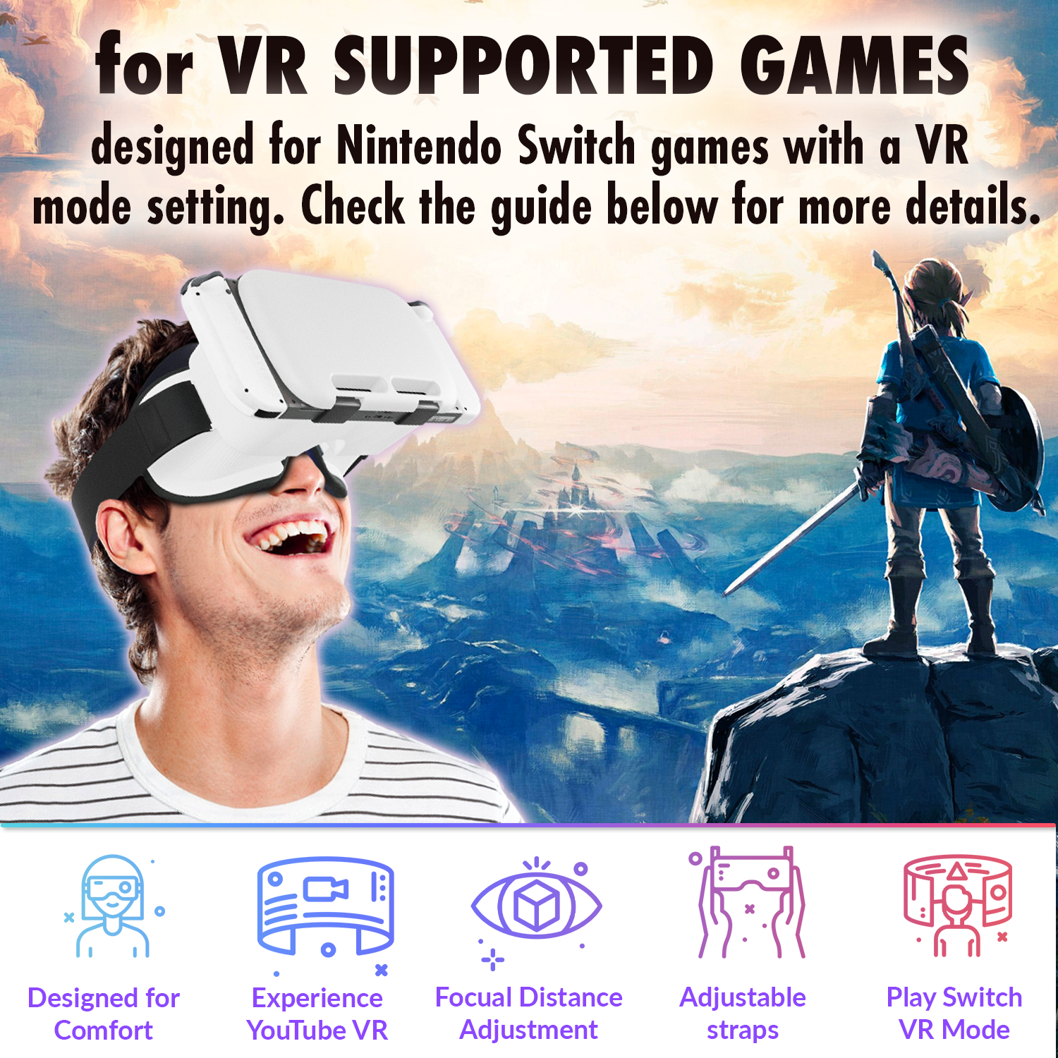 Orzly VR Headset designed for Nintendo Switch & Switch oled console with adjustable Lens for a virtual reality gaming experience and for Labo VR - Gift boxed Edition