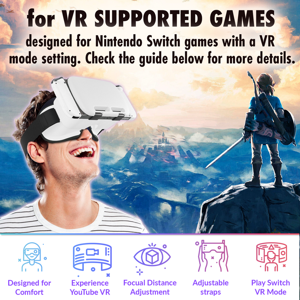  Switch VR Headset Compatible with Nintendo Switch & OLED,  Upgraded with Adjustable HD Lenses, Virtual Reality Glasses for Original Nintendo  Switch & Switch OLED Model, Switch VR Kit, Switch 3D Goggles 