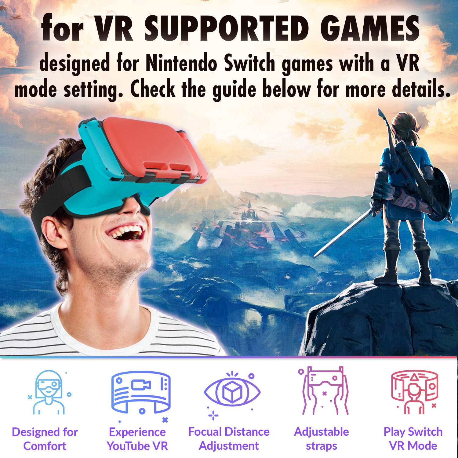 Orzly VR Headset designed for Nintendo Switch & Switch oled console with adjustable Lens for a virtual reality gaming experience and for Labo VR - Gift boxed Edition