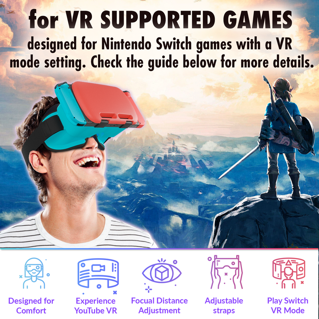 Orzly VR Headset designed for Nintendo Switch & Switch oled console with  adjustable Lens for a virtual reality gaming experience and for Labo VR -  