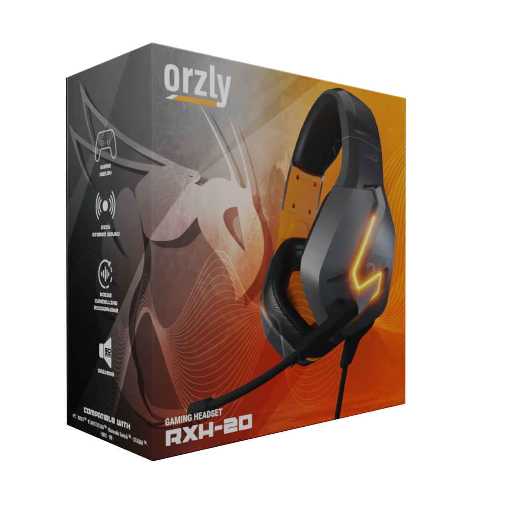 Orzly Gaming Headset for PC and Gaming Consoles PS5, PS4, XBOX SERIES X & S, XBOX ONE, Nintendo Switch & Google Stadia Stereo sound with noise cancelling mic - Hornet RXH-20 Vesuvius - Orzly