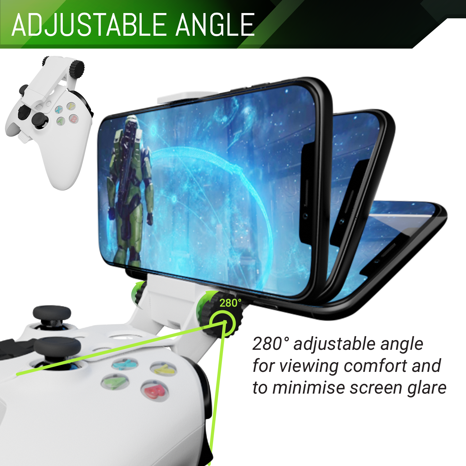 Xbox Series X Controller Mobile Gaming Clip, Xbox Controller Phone Mount Adjustable Phone Holder Clamp Compatible with Xbox Series X|S, Xbox One, Xbox One S, Xbox One X - Orzly