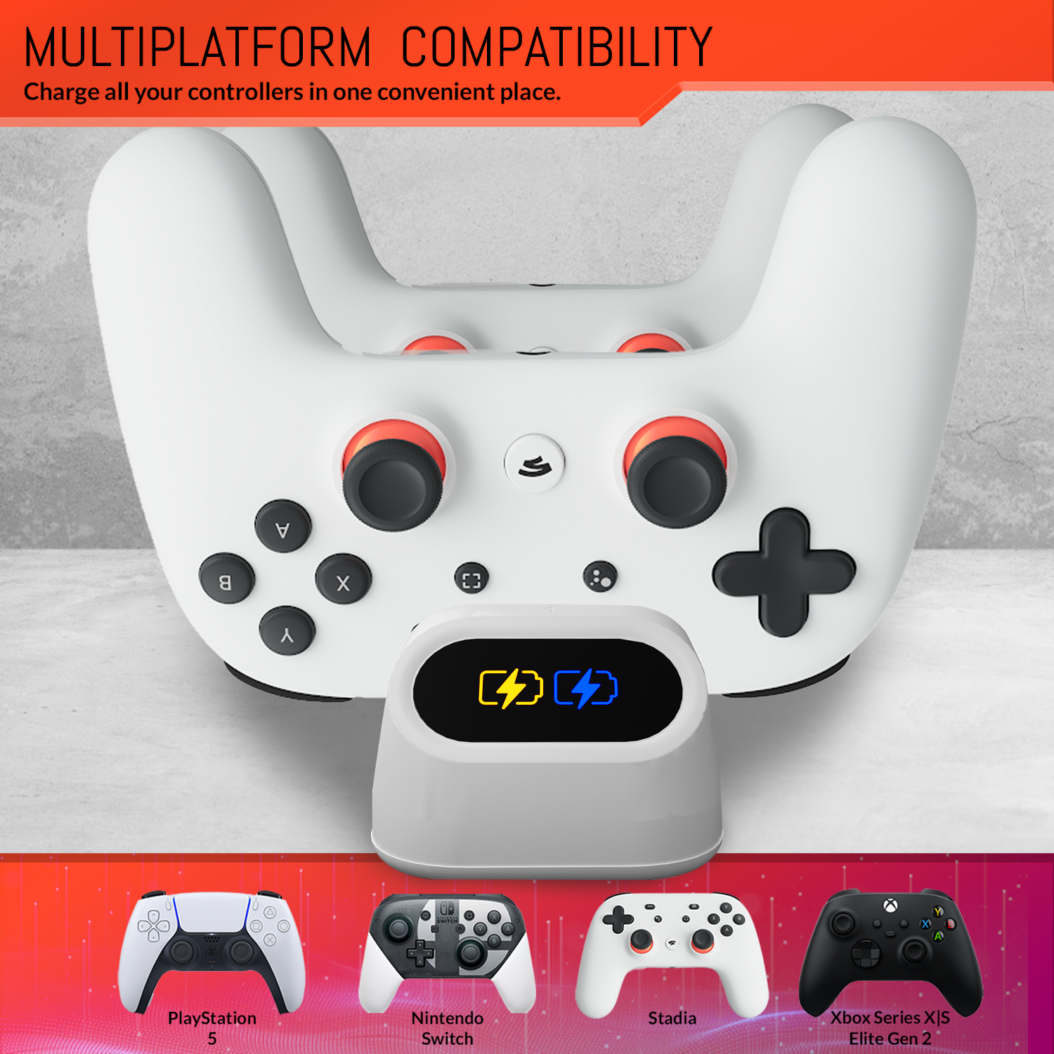 Stadia Controller Charging Dock - Duo-Charge Dock - Orzly