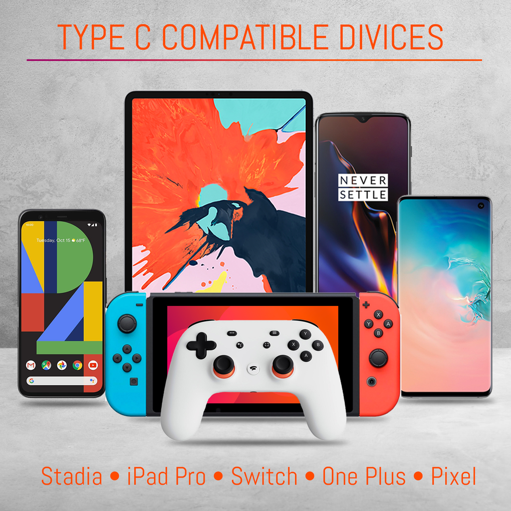 Stadia Expansion Pack: Duo-Charge Dock, Controller Case, Phone Mount, Earphones, Mini Cable, & USB-C Cable - Orzly