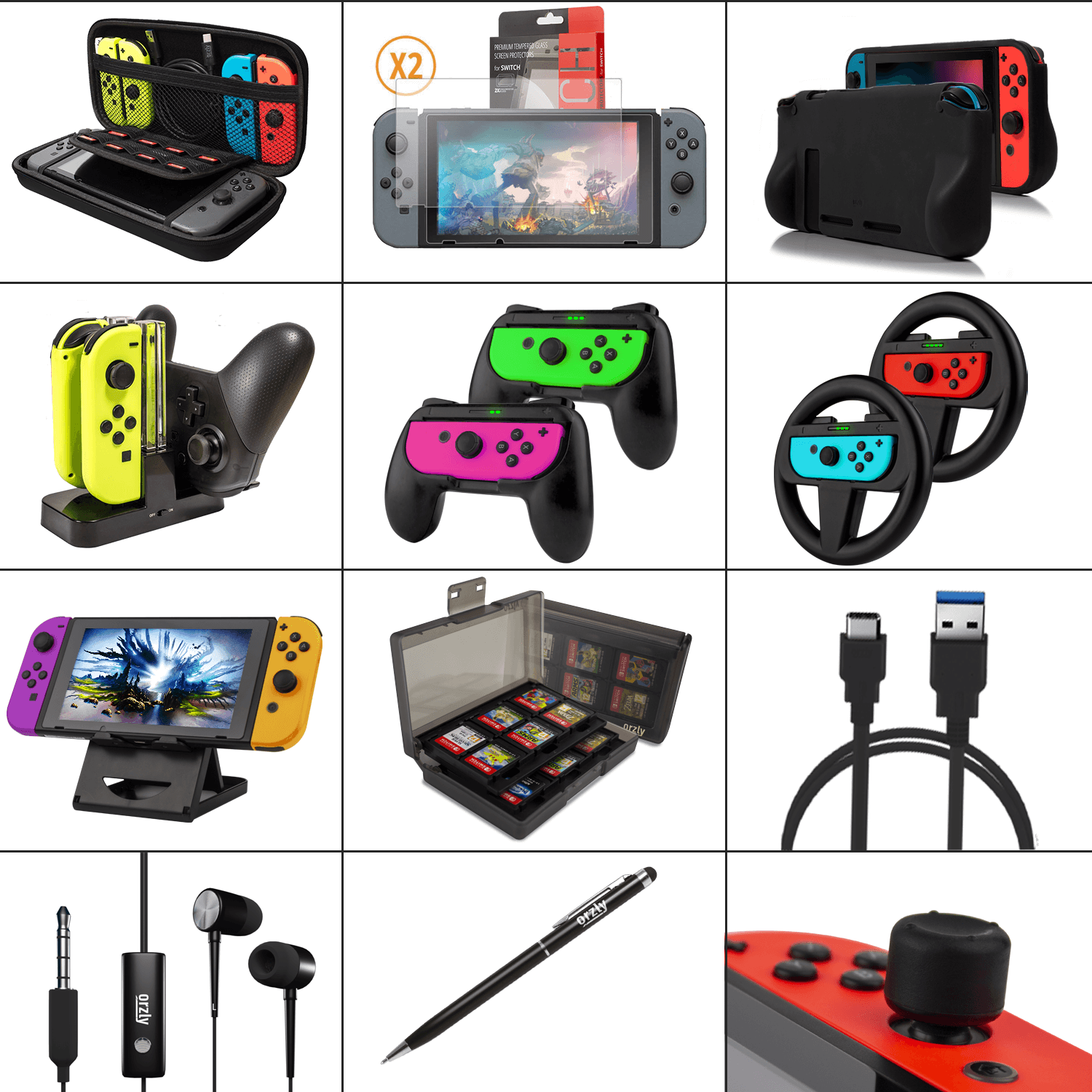 Nintendo Switch Accessories Bundle Orzly Geek Pack Only