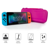 Orzly Carry Case Compatible with Nintendo Switch and New Switch OLED Console - Black Protective Hard Portable Travel Carry Case Shell Pouch with Pockets for Accessories and Games - Orzly