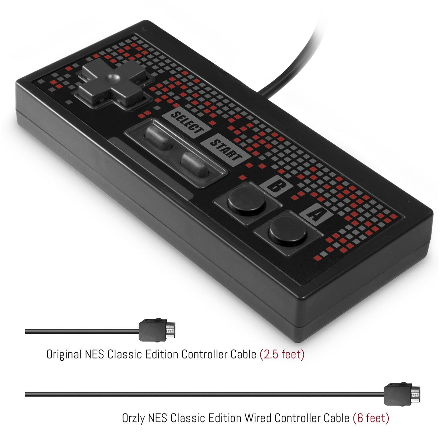 NES Classic Edition Wired Controller with 1.8 Metre Cable - Orzly