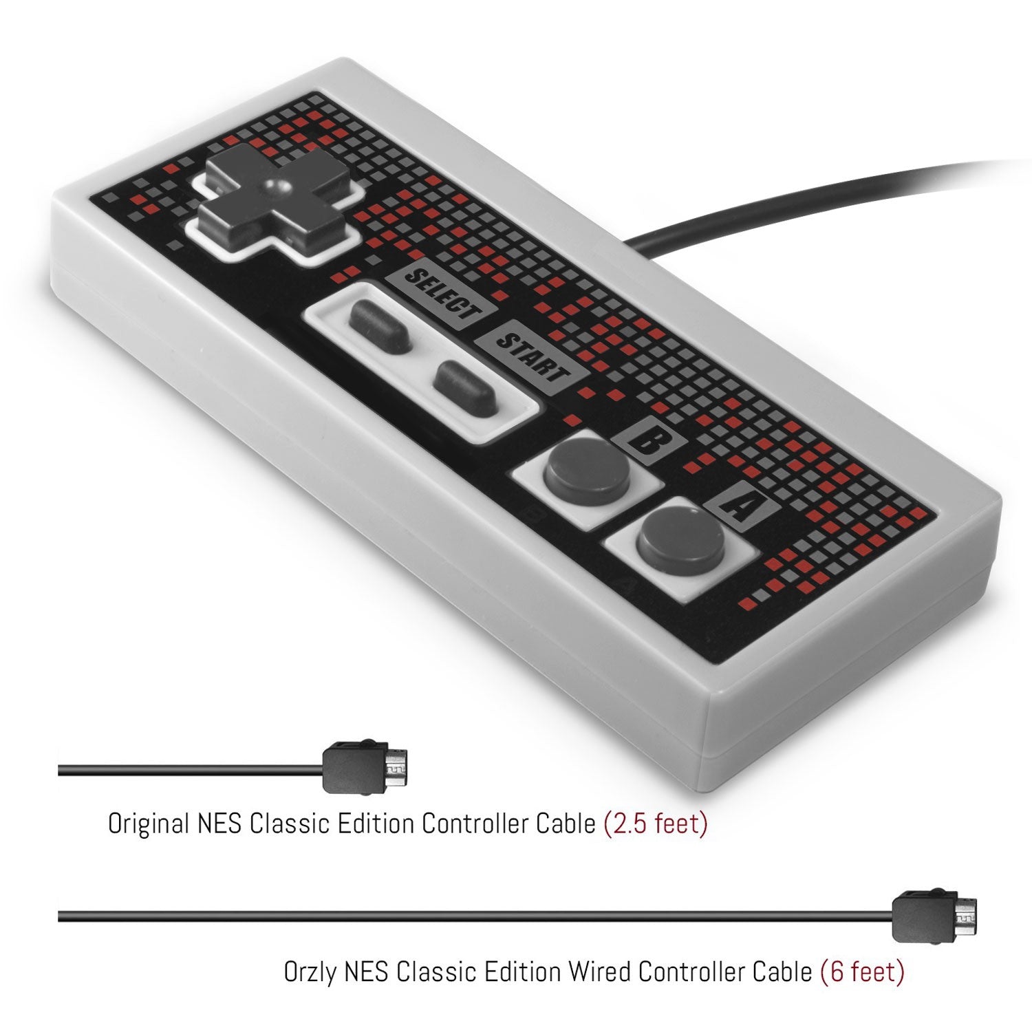 NES Classic Edition Wired Controller with 1.8 Metre Cable - Orzly